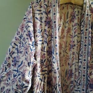 Hand Dyed Wood Stamped Robe